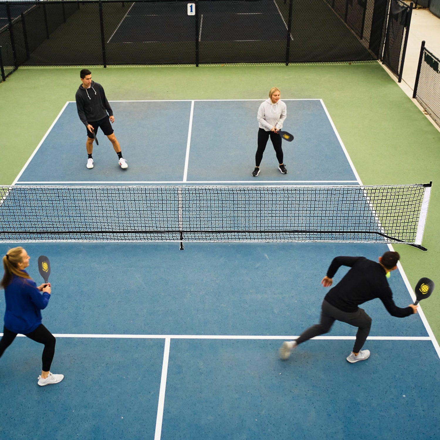 Ensemble de Pickleball Complet - Filet 22 FT + 4 Pagaies + 4 Balles + Sac