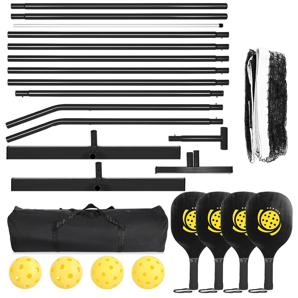 Ensemble de Pickleball Complet - Filet 22 FT + 4 Pagaies + 4 Balles + Sac