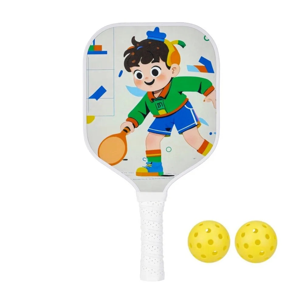 Cartoon Children's Pickleball Set Colorful Durable Children's Pickleball Rackets Non-Slip Grip 2 Balls 's Pickleball Set