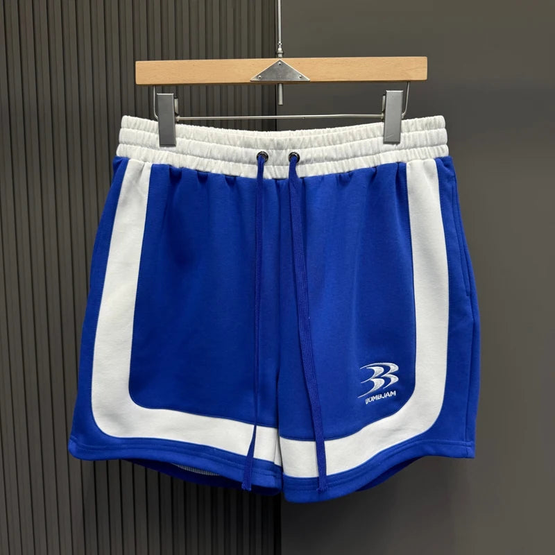 Splice Color Stripe Quick Dry Basketball Shorts Men Women Summer Loose Sports Drawstring Black Blue Sports Shortpants