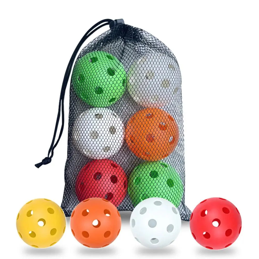 6pcs Portable 26 Holes Pickleball Balls Balanced PVC Pickle Balls with Bag True Flight High Bounce Competition Ball Indoor