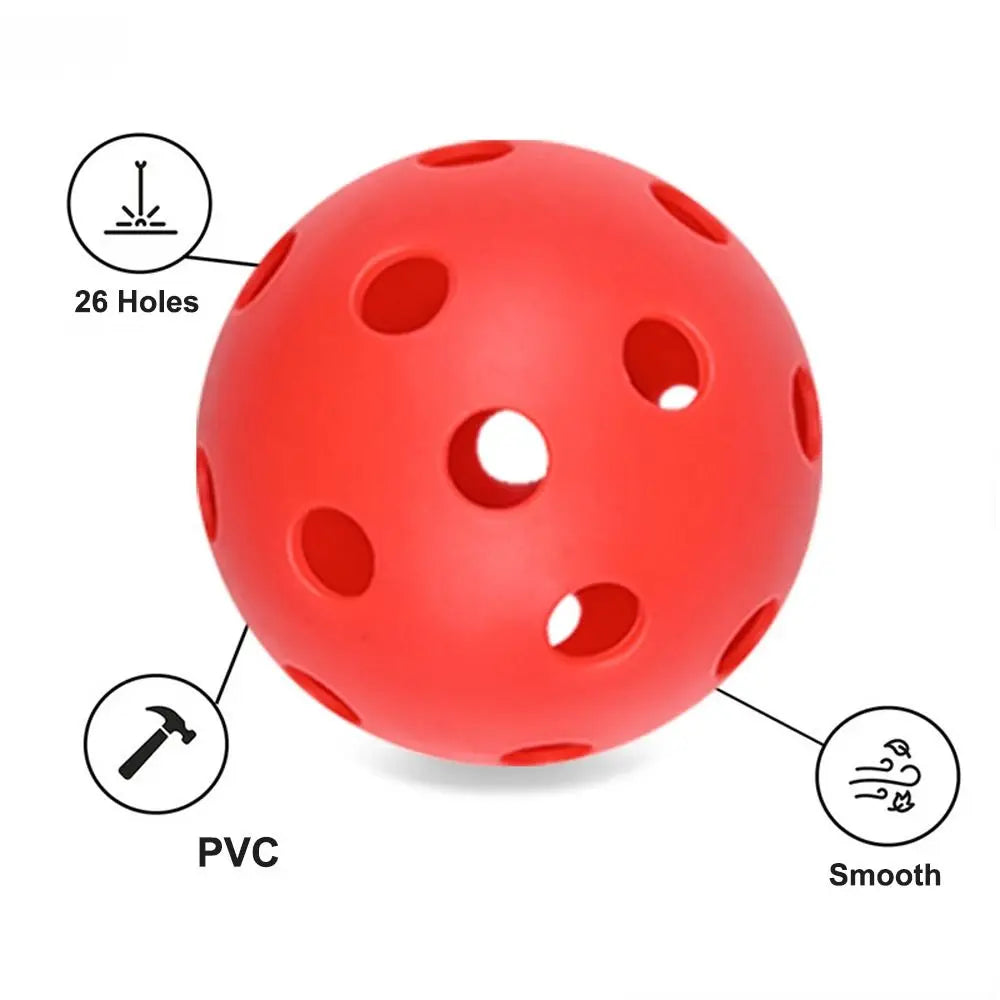 Lot de 6 balles de pickleball portables à 26 trous, équilibrées en PVC, avec sac. Balles de compétition True Flight à rebond élevé pour l'intérieur.