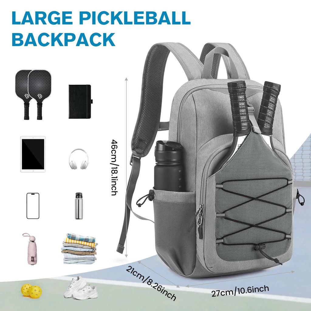 Sac à dos portable pour raquettes de pickleball, grande capacité, avec veilleuse intégrée, idéal pour la randonnée et les sorties.