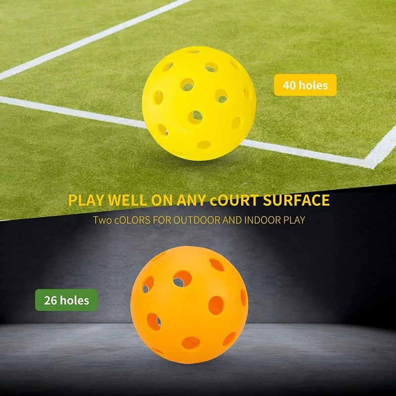 Indoor Pickleball Balls Paddle Ball 26 Holes Pickleball Sport Training Practice Plastic Pickleball Airflow Hollow Balls