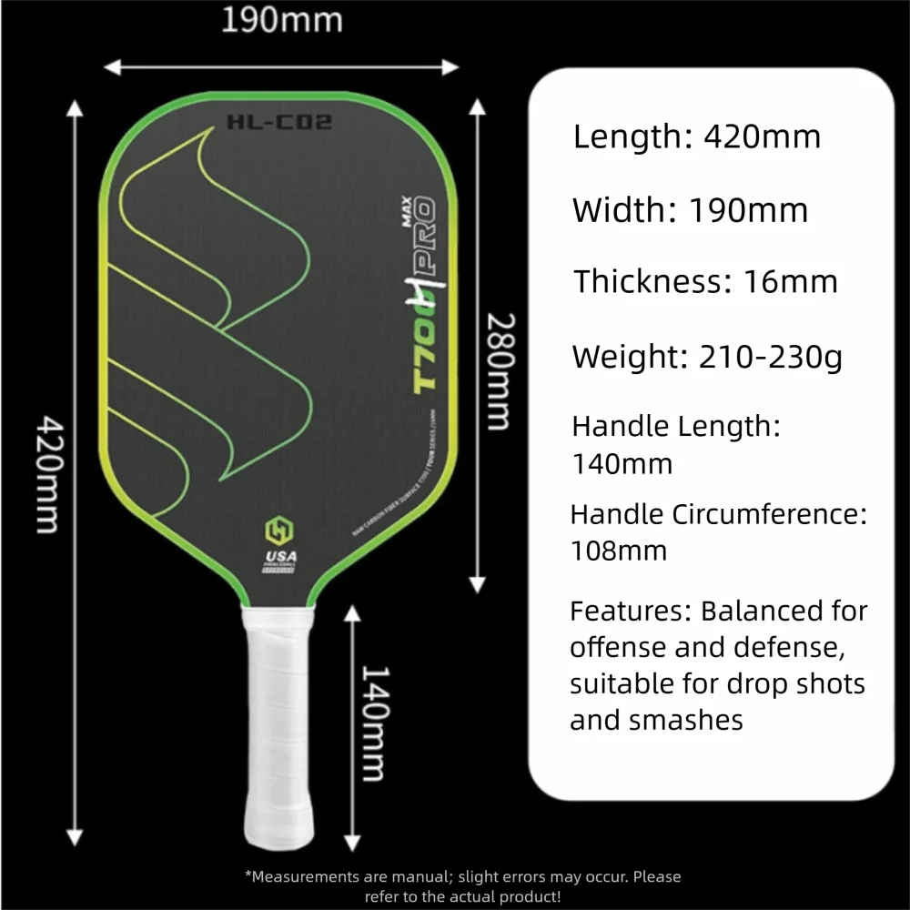 Raquette Pickleball T700 Fibre Carbone USAPA - 20$ Rabais | Premium