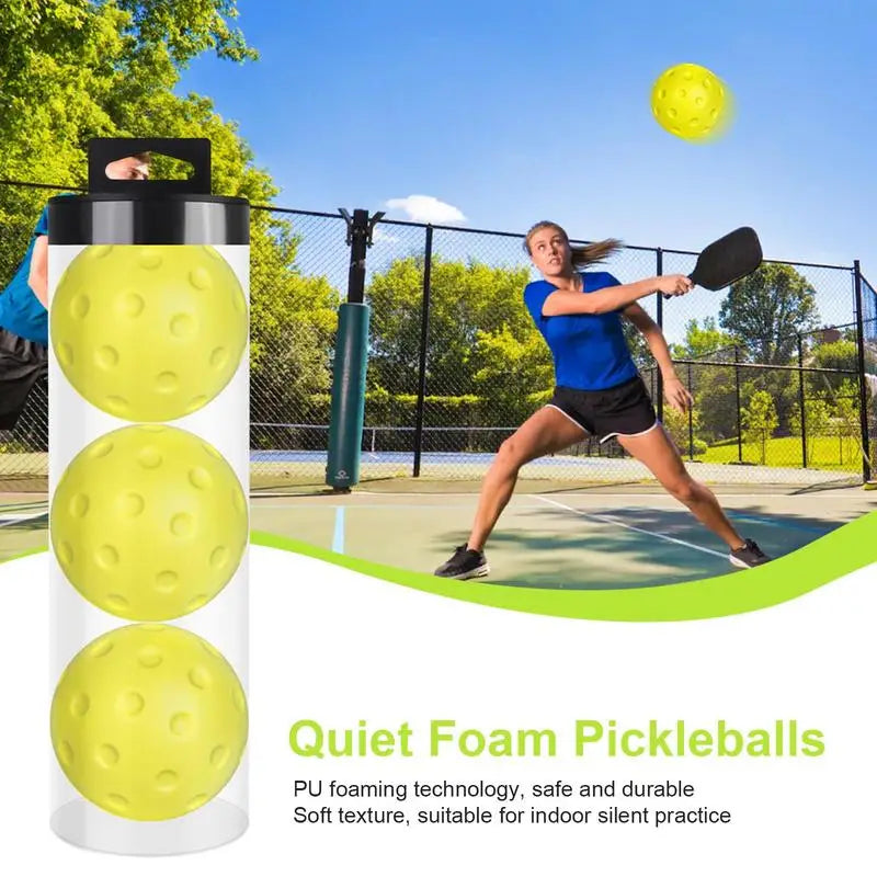 3PCS Indoor Pickleball Balls Silent Pickleballs 74mm Quite Warm Up Pickleball Drills Soft Hollow Practice Low Noise Pickle Ball