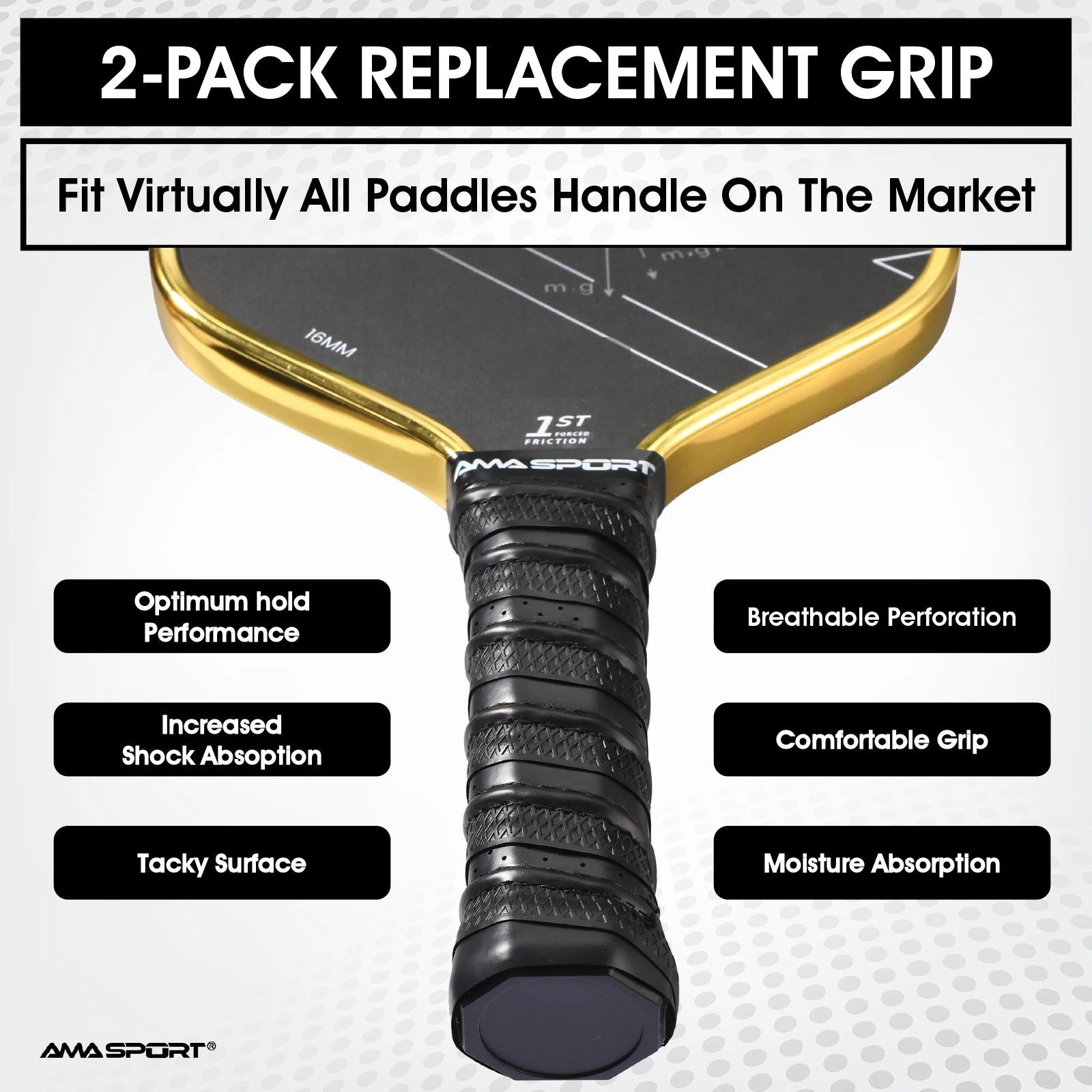 AMA SPORRT 2 Grips/Pack Pickleball Paddle Racket Overgrip Handle Grip Professional Anti-slip Rackets Pickleball Accessories
