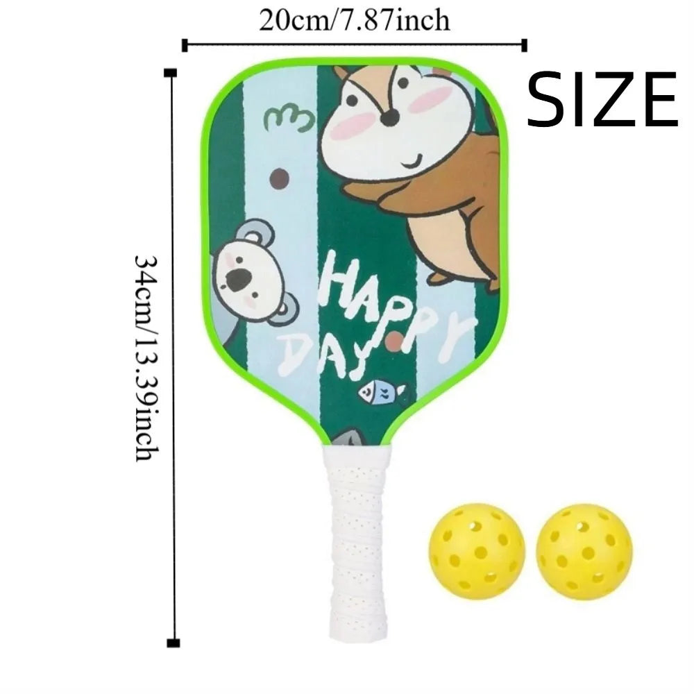 Cartoon Children's Pickleball Set Colorful Durable Children's Pickleball Rackets Non-Slip Grip 2 Balls 's Pickleball Set