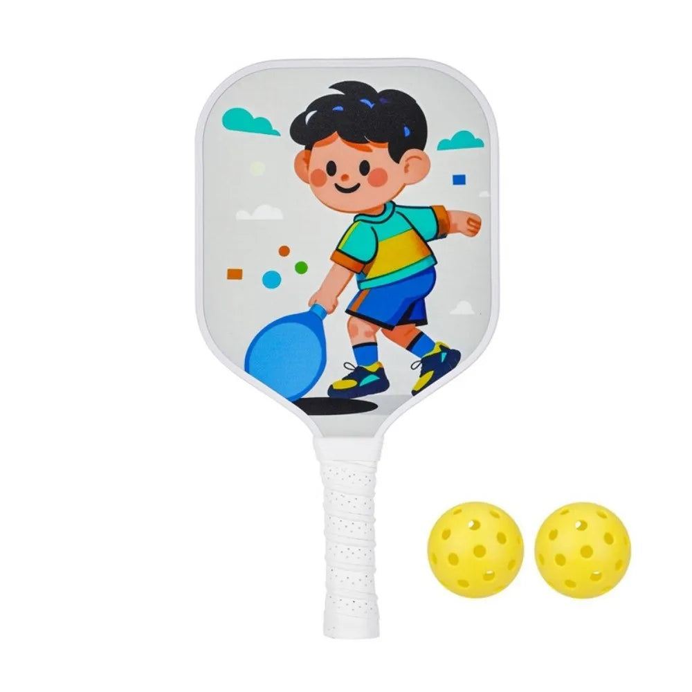 Cartoon Children's Pickleball Set Colorful Durable Children's Pickleball Rackets Non-Slip Grip 2 Balls 's Pickleball Set