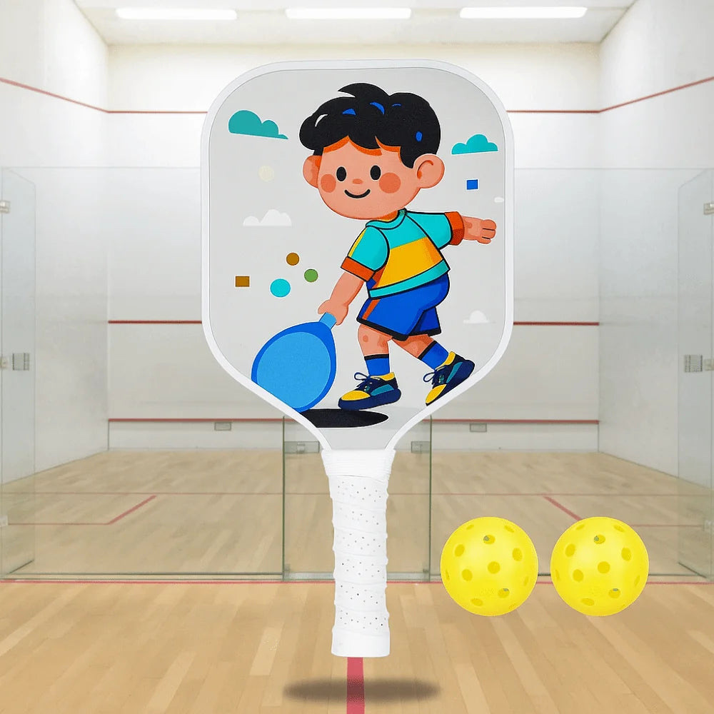 Cartoon Children's Pickleball Set Colorful Durable Children's Pickleball Rackets Non-Slip Grip 2 Balls 's Pickleball Set