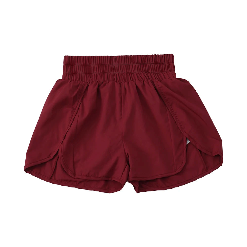 Short de sport pour femme, taille haute, idéal pour la course, avec poches et séchage rapide. Short de gym élastique.