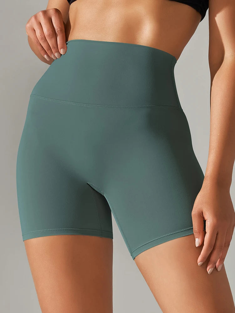 Short de sport pour femme, legging de yoga, short de fitness taille haute, anti-squat, séchage rapide, idéal pour le cyclisme et la salle de sport.