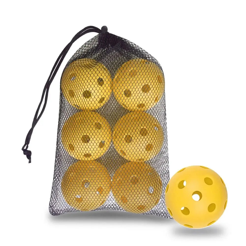 6pcs Portable 26 Holes Pickleball Balls Balanced PVC Pickle Balls with Bag True Flight High Bounce Competition Ball Indoor