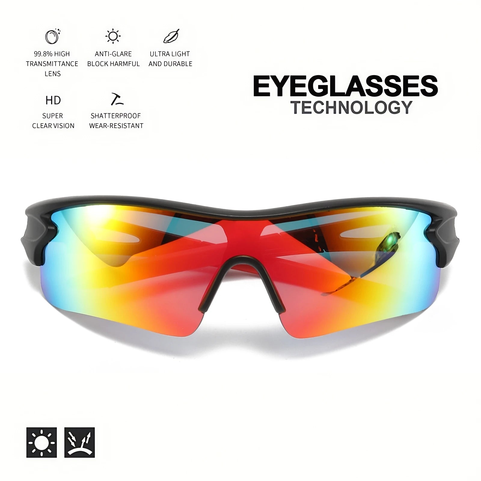 UV400 Pickleball Sports Glasses - Lightweight Protective Eyewear