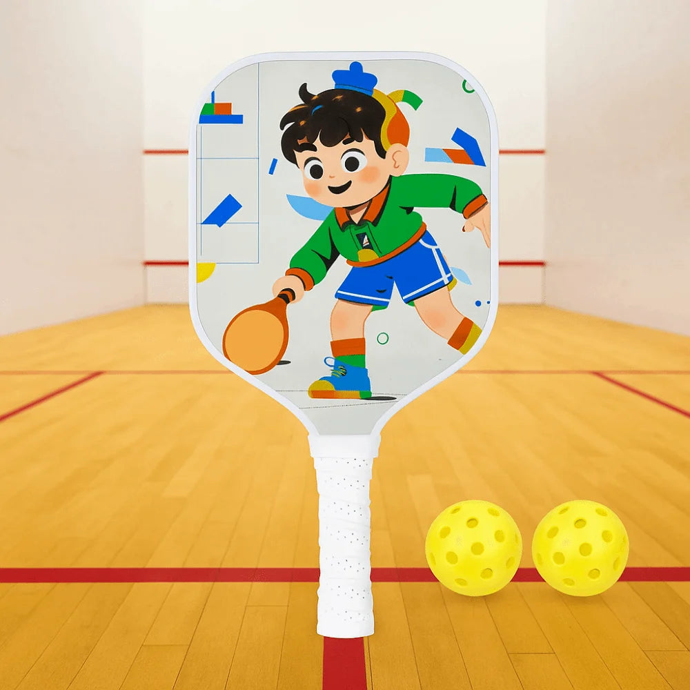 Cartoon Children's Pickleball Set Colorful Durable Children's Pickleball Rackets Non-Slip Grip 2 Balls 's Pickleball Set