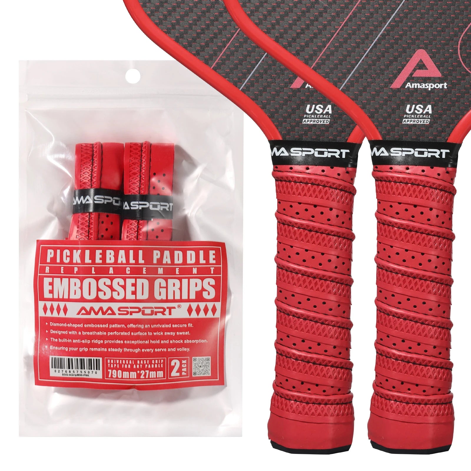 AMA SPORRT 2 Grips/Pack Pickleball Paddle Racket Overgrip Handle Grip Professional Anti-slip Rackets Pickleball Accessories