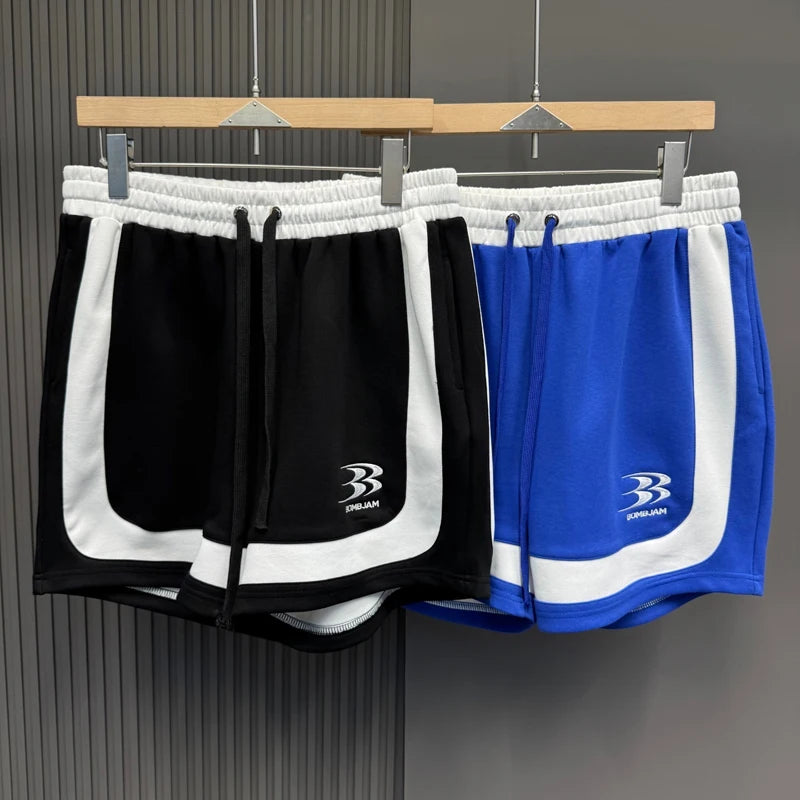 Splice Color Stripe Quick Dry Basketball Shorts Men Women Summer Loose Sports Drawstring Black Blue Sports Shortpants