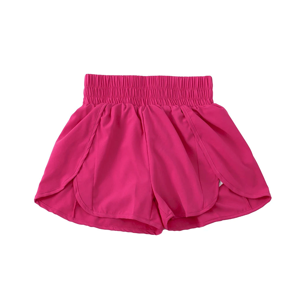 Short de sport pour femme, taille haute, idéal pour la course, avec poches et séchage rapide. Short de gym élastique.