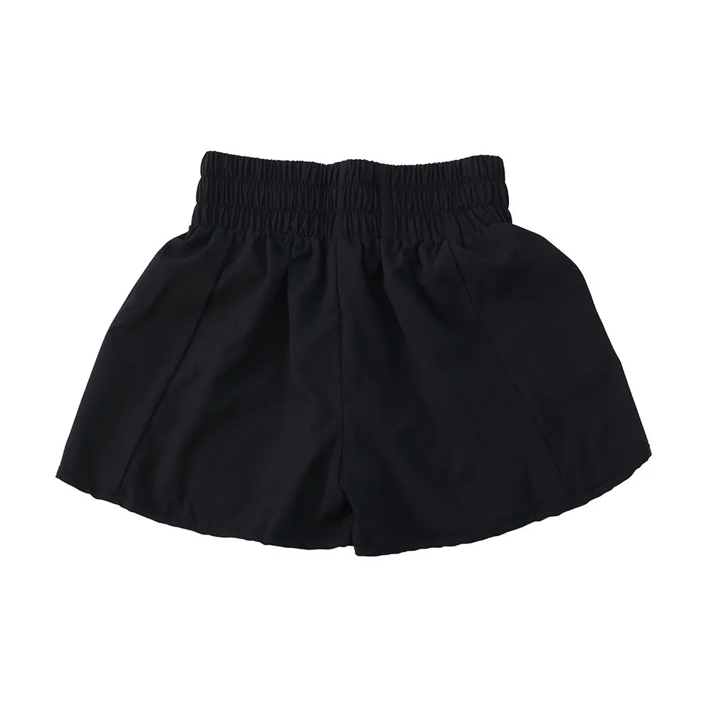 Short de sport pour femme, taille haute, idéal pour la course, avec poches et séchage rapide. Short de gym élastique.