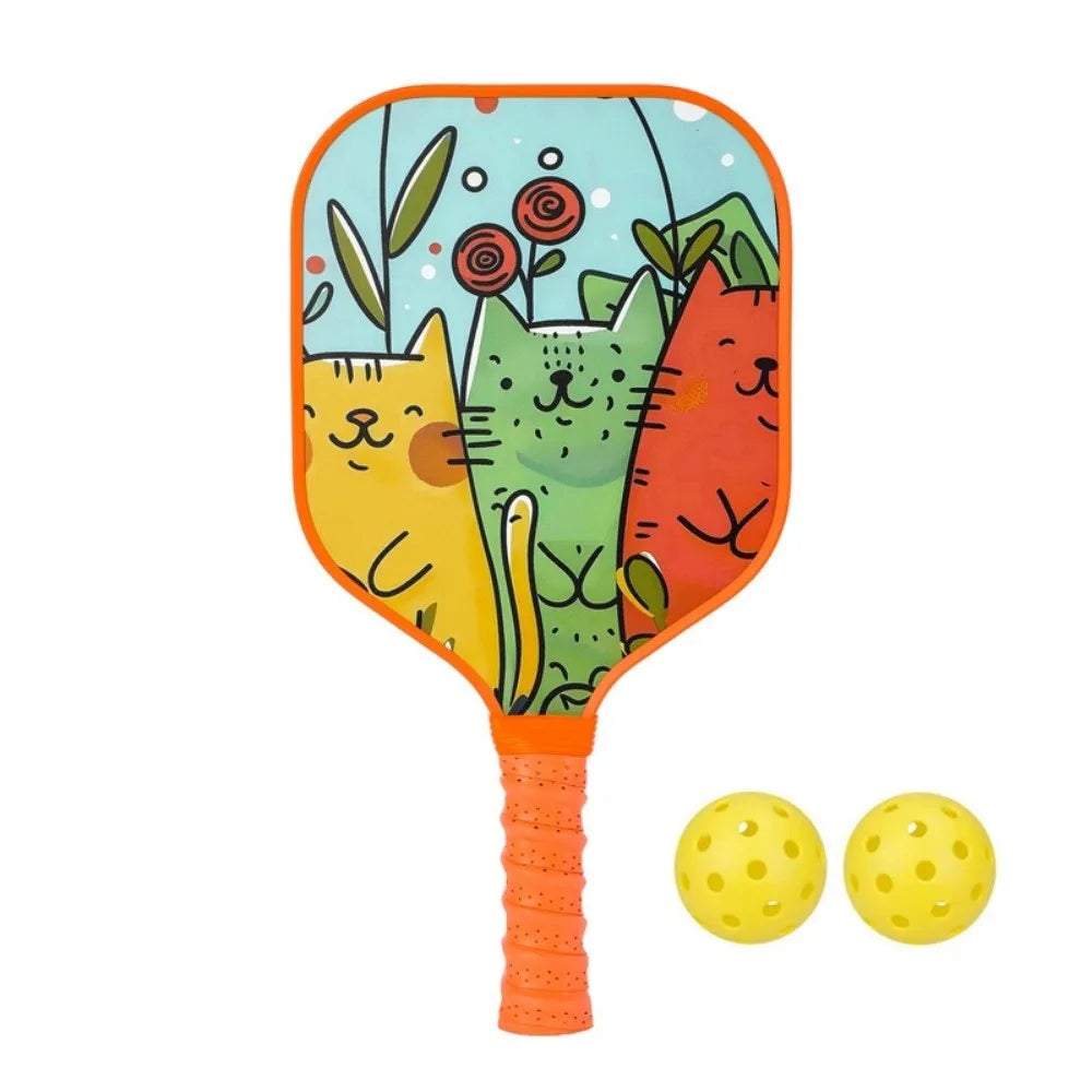 Cartoon Children's Pickleball Set Colorful Durable Children's Pickleball Rackets Non-Slip Grip 2 Balls 's Pickleball Set