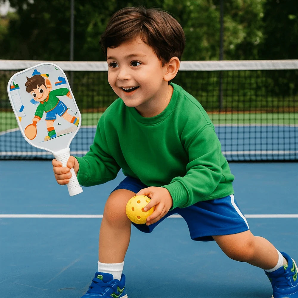 Cartoon Children's Pickleball Set Colorful Durable Children's Pickleball Rackets Non-Slip Grip 2 Balls 's Pickleball Set