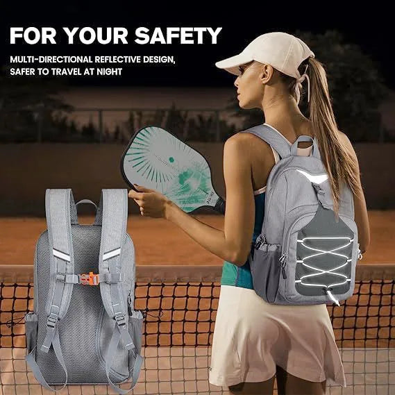 Portable Racket Rucksack Hiking Pickleball Rackets Backpack Large Capacity Pickleball Paddle Bag Nightlight Traveling Outing Bag