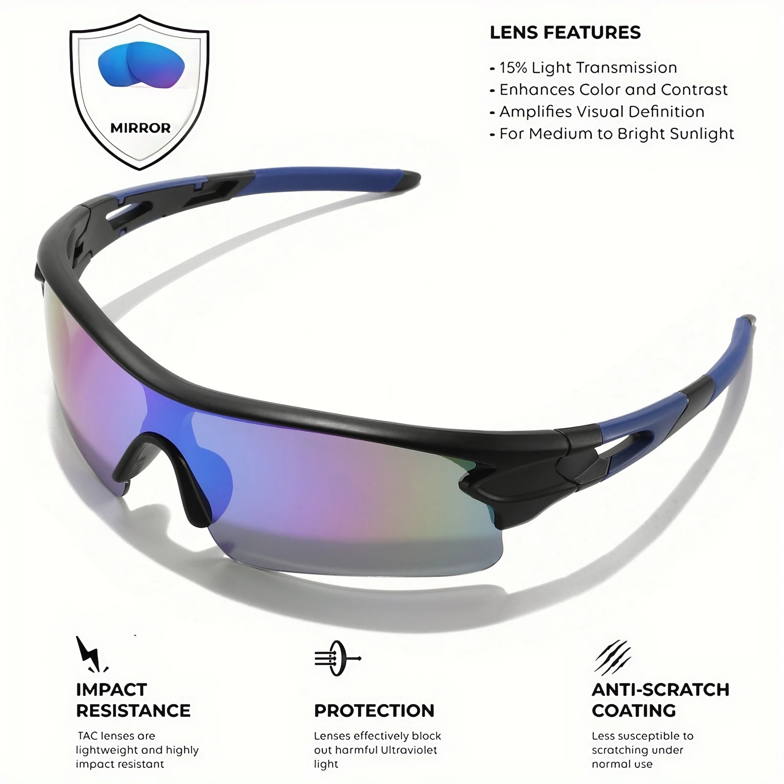 UV400 Pickleball Sports Glasses - Lightweight Protective Eyewear