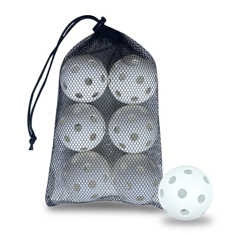6pcs Portable 26 Holes Pickleball Balls Balanced PVC Pickle Balls with Bag True Flight High Bounce Competition Ball Indoor