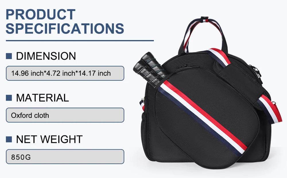 Sac à dos ajustable pour raquette de pickleball