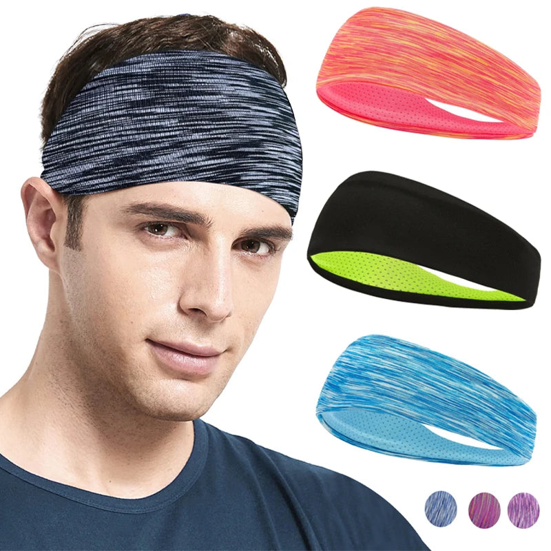 Lot de 3 bandeaux anti-transpiration élastiques pour hommes et femmes, parfaits pour le sport, le yoga et les entraînements. Accessoires pour cheveux.