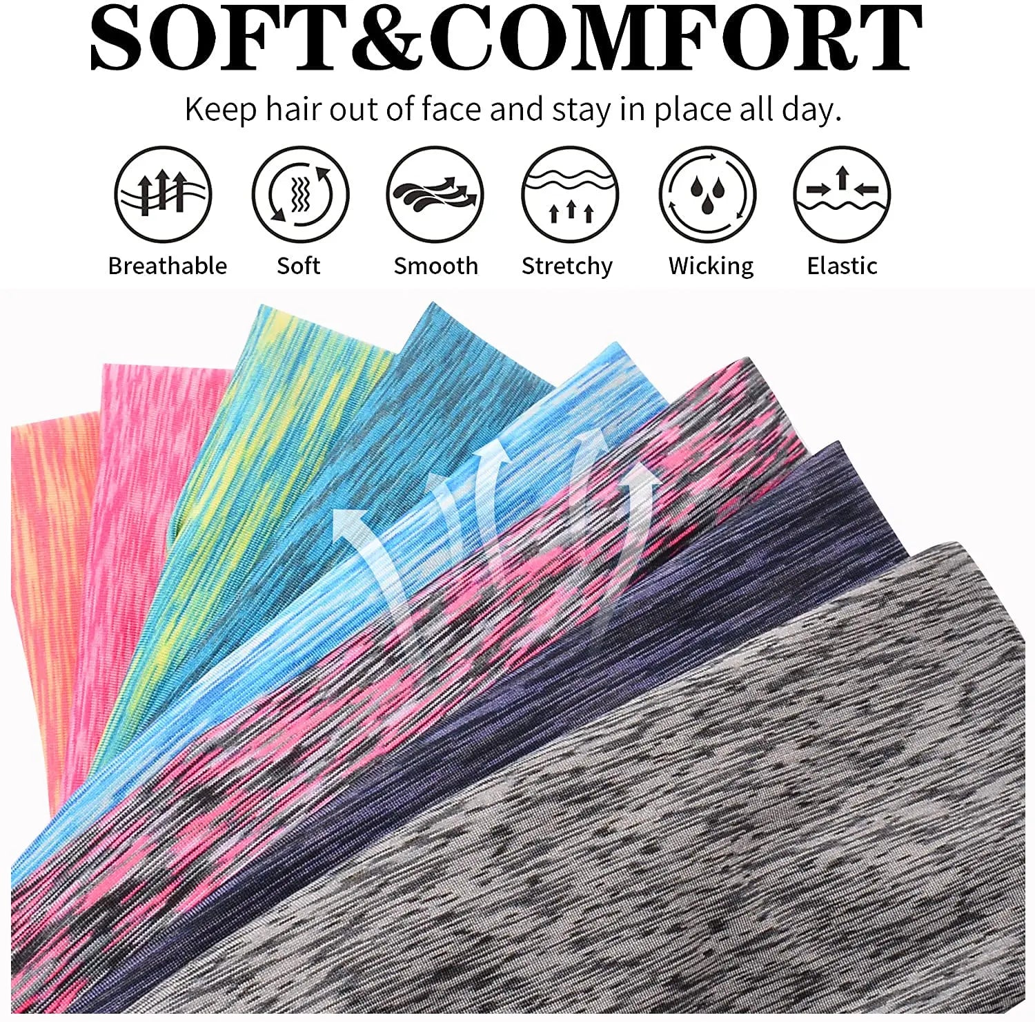 Lot de 3 bandeaux anti-transpiration élastiques pour hommes et femmes, parfaits pour le sport, le yoga et les entraînements. Accessoires pour cheveux.